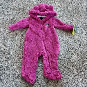 Infant Eddie Bauer Cozy Pink Furry Fleece Full Zipper One Piece